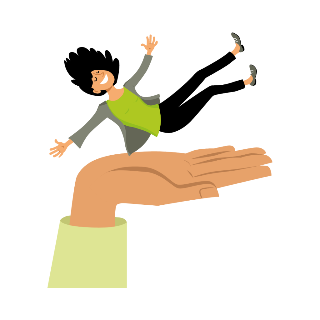 A girl falling on a hand